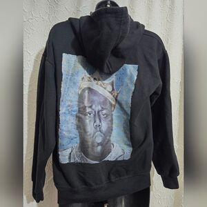 Biggie Smalls Jon Lauren Black Hoodie  Hip Hop Sweatshirt Size Large (Juniors)